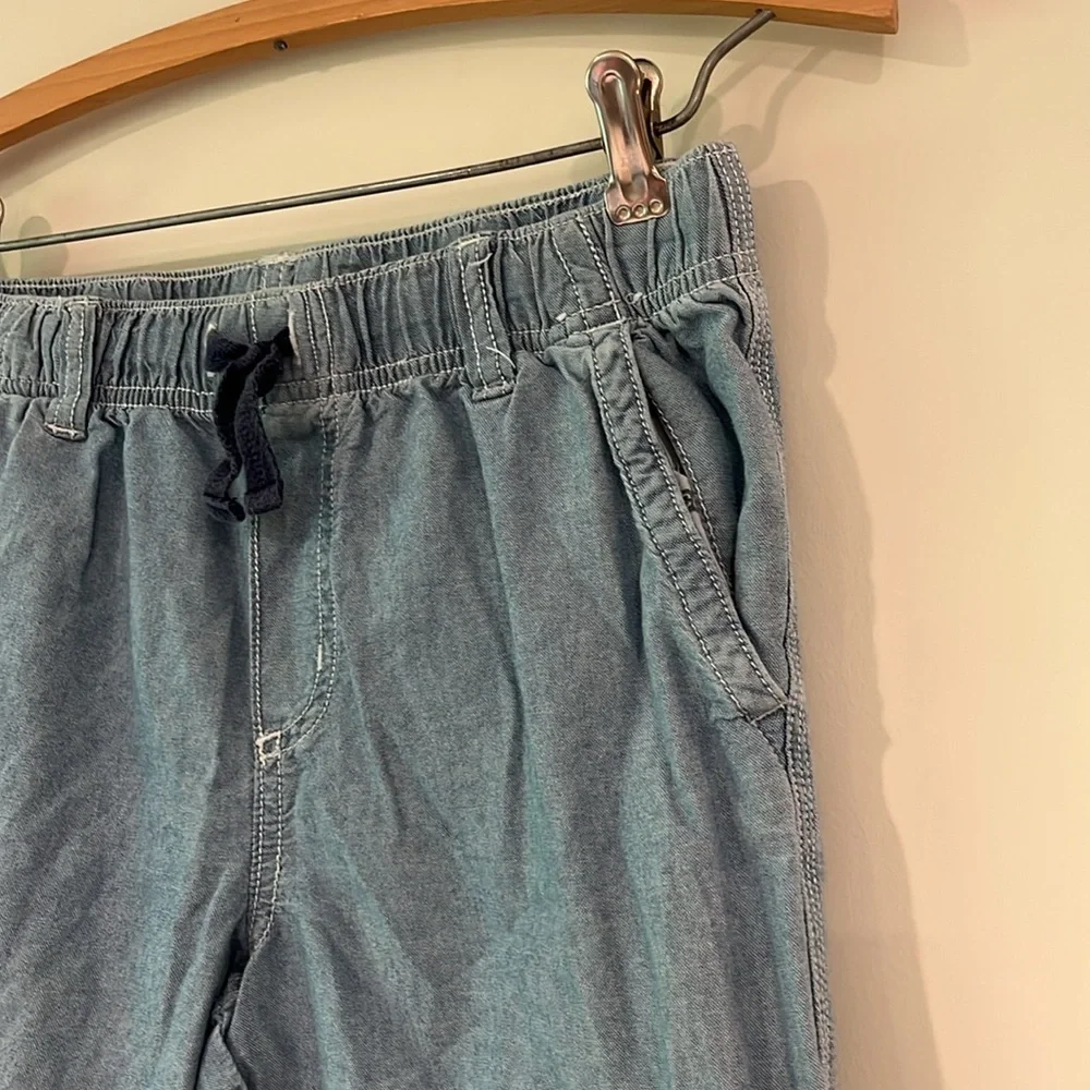 GYMBOREE Boys Youth 12 Chambray Cargo Shorts Cotton Drawstring Pockets